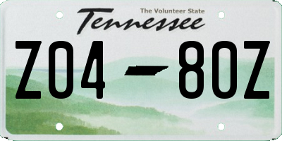 TN license plate Z0480Z