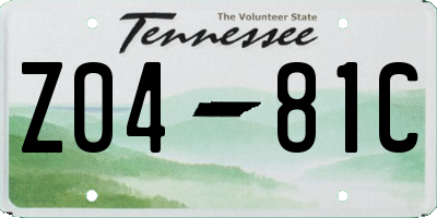 TN license plate Z0481C