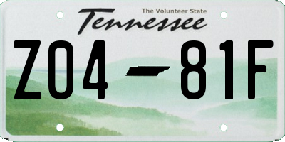 TN license plate Z0481F