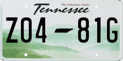 TN license plate Z0481G