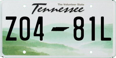 TN license plate Z0481L