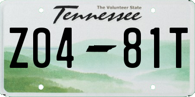 TN license plate Z0481T