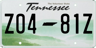 TN license plate Z0481Z