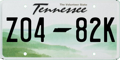 TN license plate Z0482K