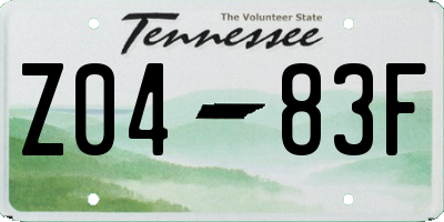 TN license plate Z0483F