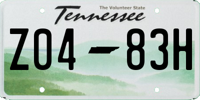 TN license plate Z0483H