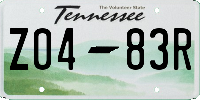 TN license plate Z0483R