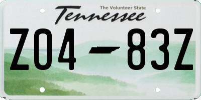 TN license plate Z0483Z