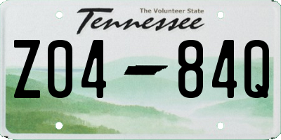 TN license plate Z0484Q