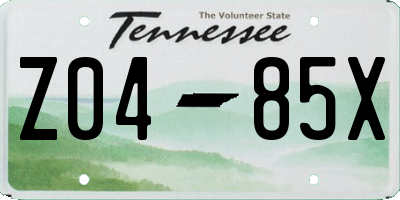 TN license plate Z0485X