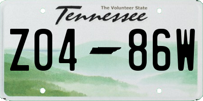 TN license plate Z0486W