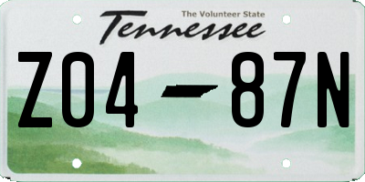 TN license plate Z0487N