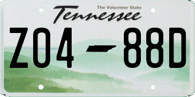 TN license plate Z0488D