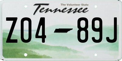 TN license plate Z0489J