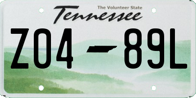 TN license plate Z0489L