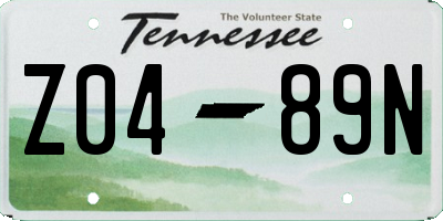 TN license plate Z0489N