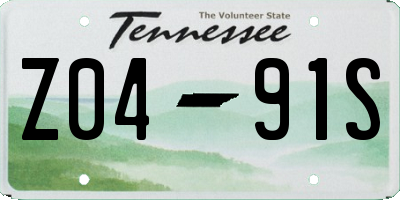 TN license plate Z0491S
