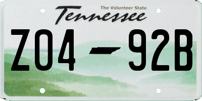 TN license plate Z0492B