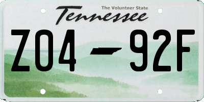 TN license plate Z0492F
