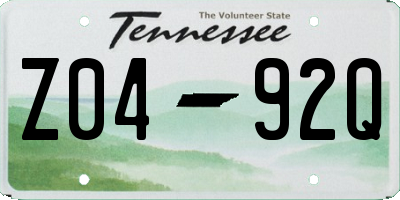 TN license plate Z0492Q