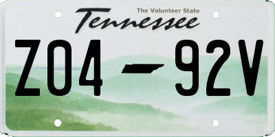 TN license plate Z0492V