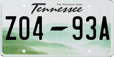 TN license plate Z0493A