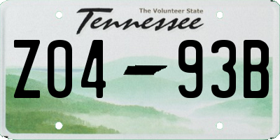 TN license plate Z0493B