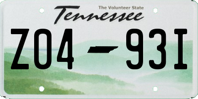 TN license plate Z0493I