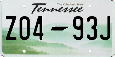 TN license plate Z0493J