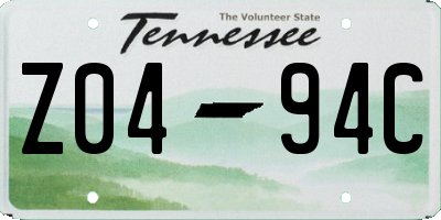 TN license plate Z0494C