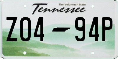 TN license plate Z0494P