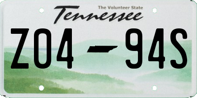 TN license plate Z0494S