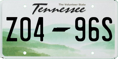 TN license plate Z0496S