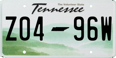 TN license plate Z0496W