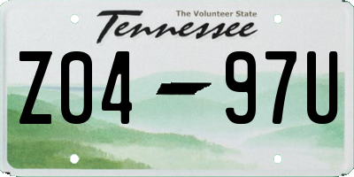 TN license plate Z0497U