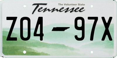 TN license plate Z0497X