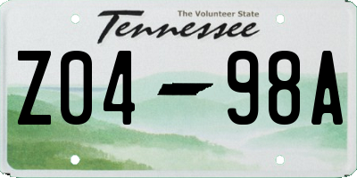 TN license plate Z0498A