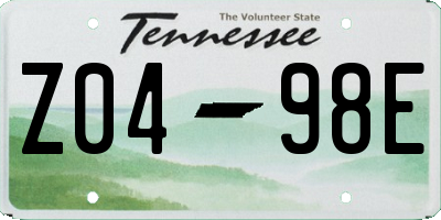 TN license plate Z0498E