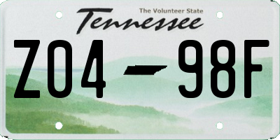 TN license plate Z0498F