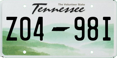TN license plate Z0498I