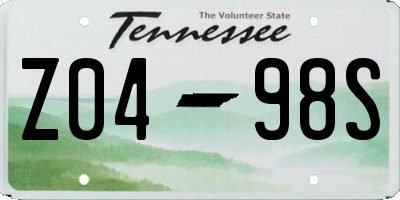 TN license plate Z0498S
