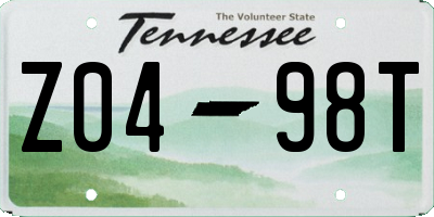 TN license plate Z0498T