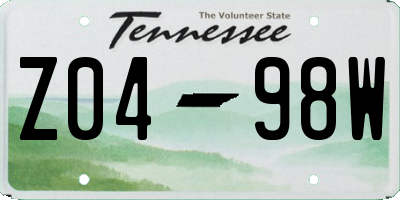 TN license plate Z0498W