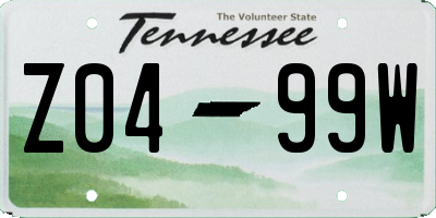 TN license plate Z0499W