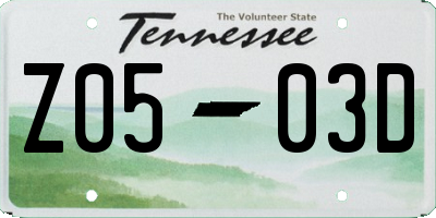 TN license plate Z0503D