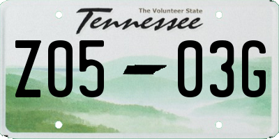 TN license plate Z0503G