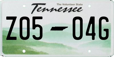TN license plate Z0504G