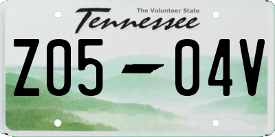 TN license plate Z0504V