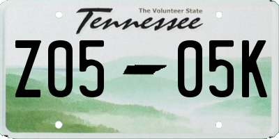 TN license plate Z0505K