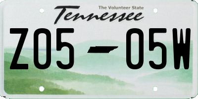 TN license plate Z0505W